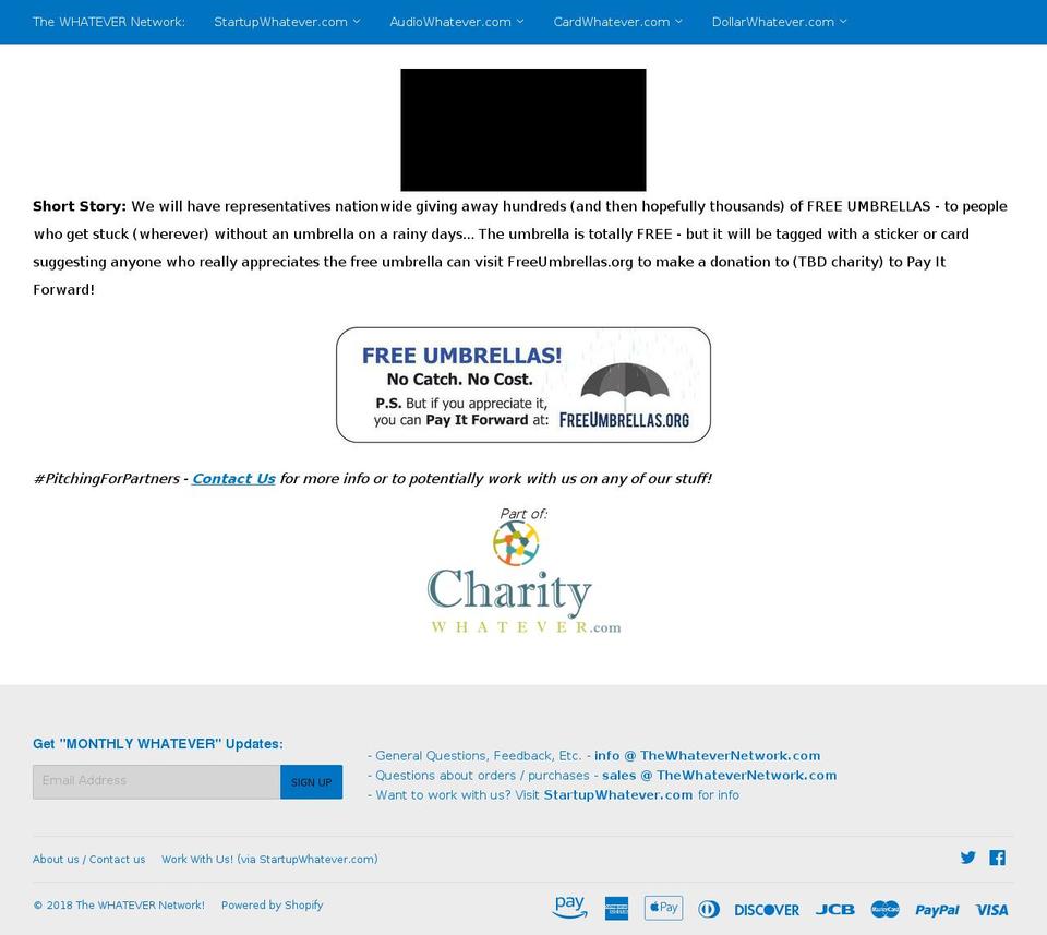freeumbrellas.org shopify website screenshot