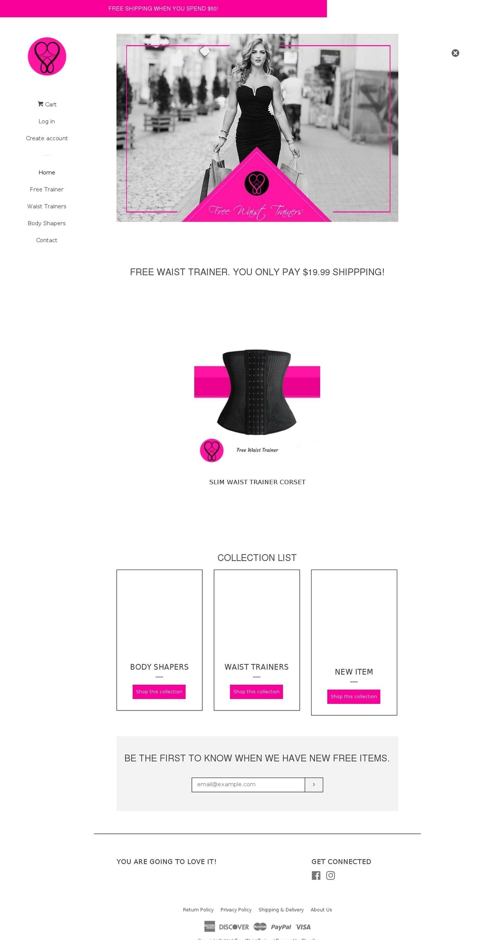 freewaisttrainer.com — Shopify storefront screenshot