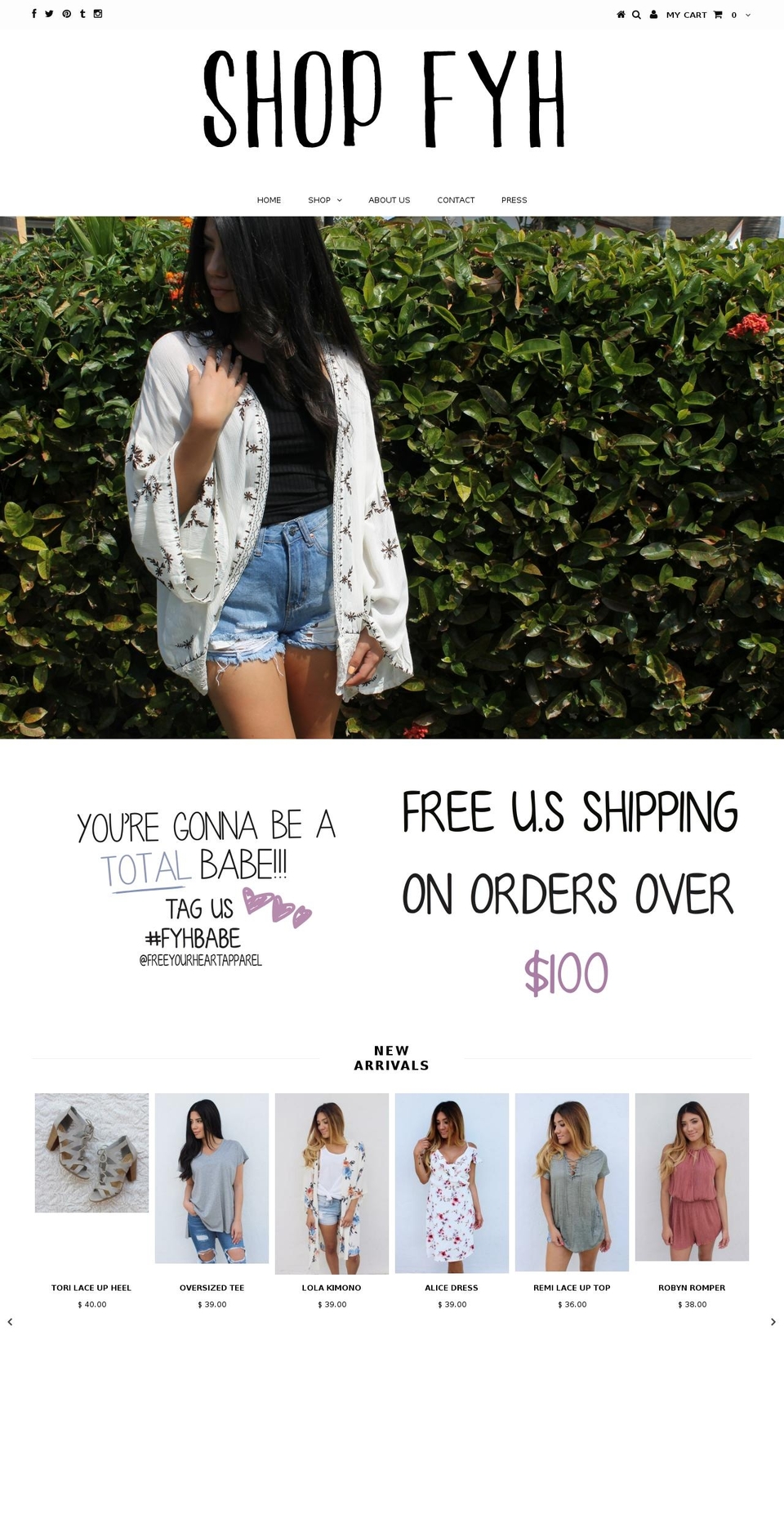 freeyourheartapparel.com shopify website screenshot