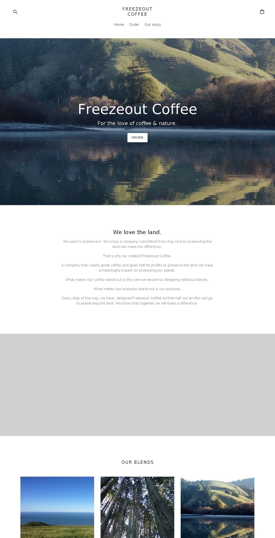 freezeoutcoffee.com — Shopify storefront screenshot
