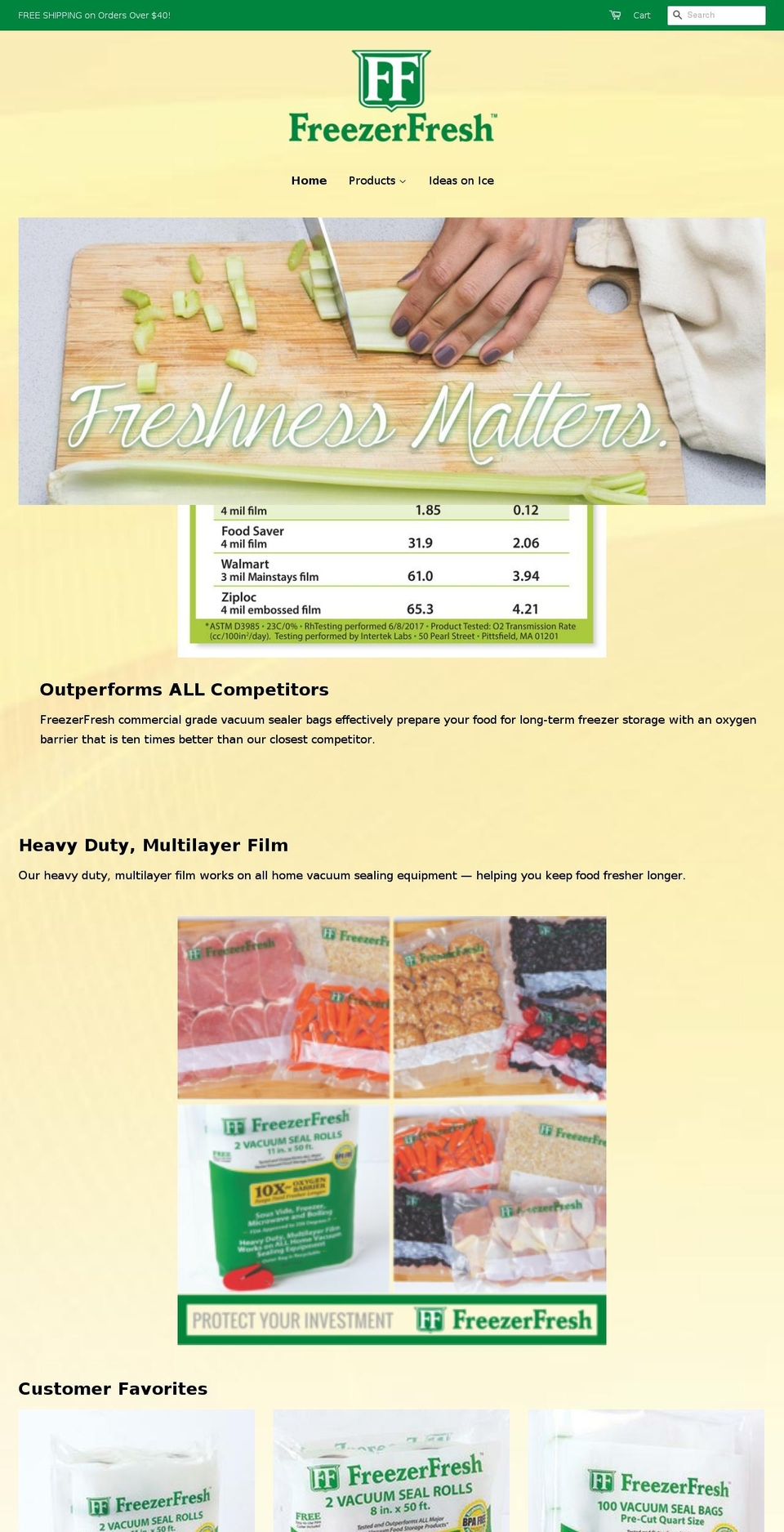 freezerfresh.biz shopify website screenshot