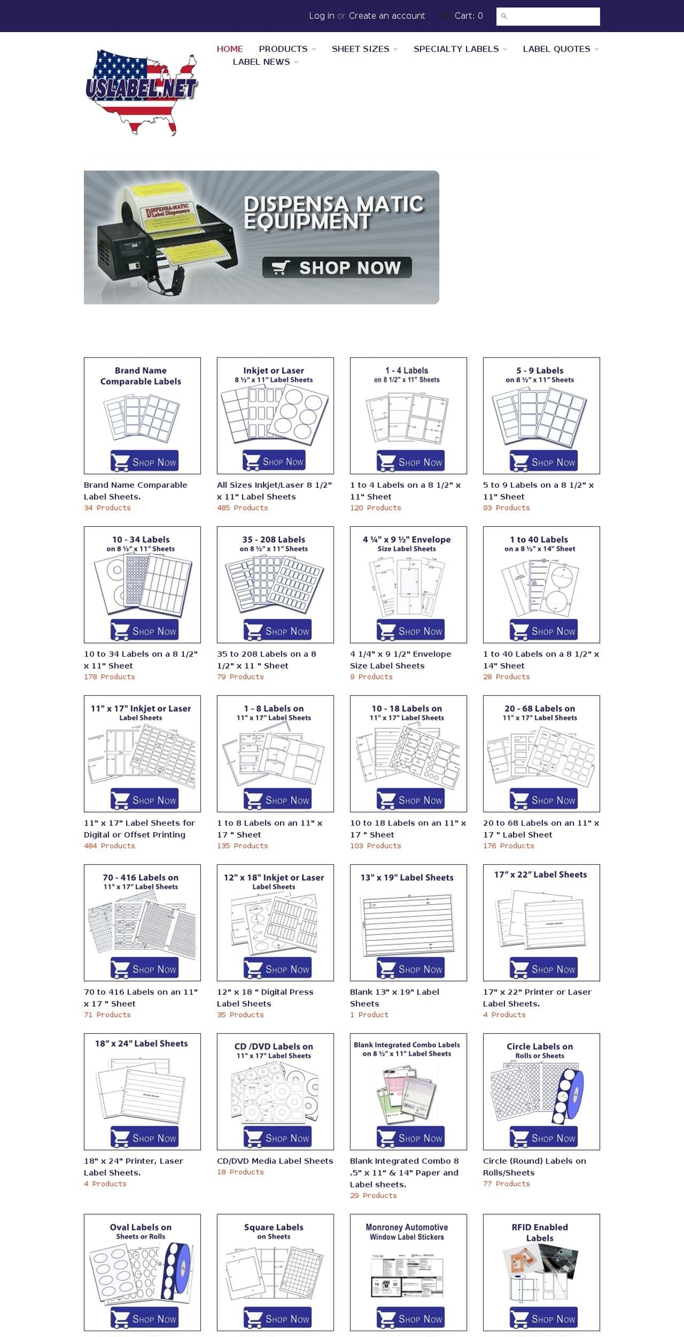 freezergradelabels.com — Shopify storefront screenshot