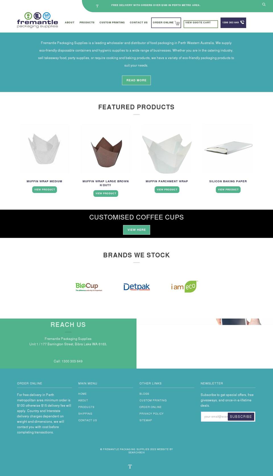 fremantlepackaging.com.au shopify website screenshot