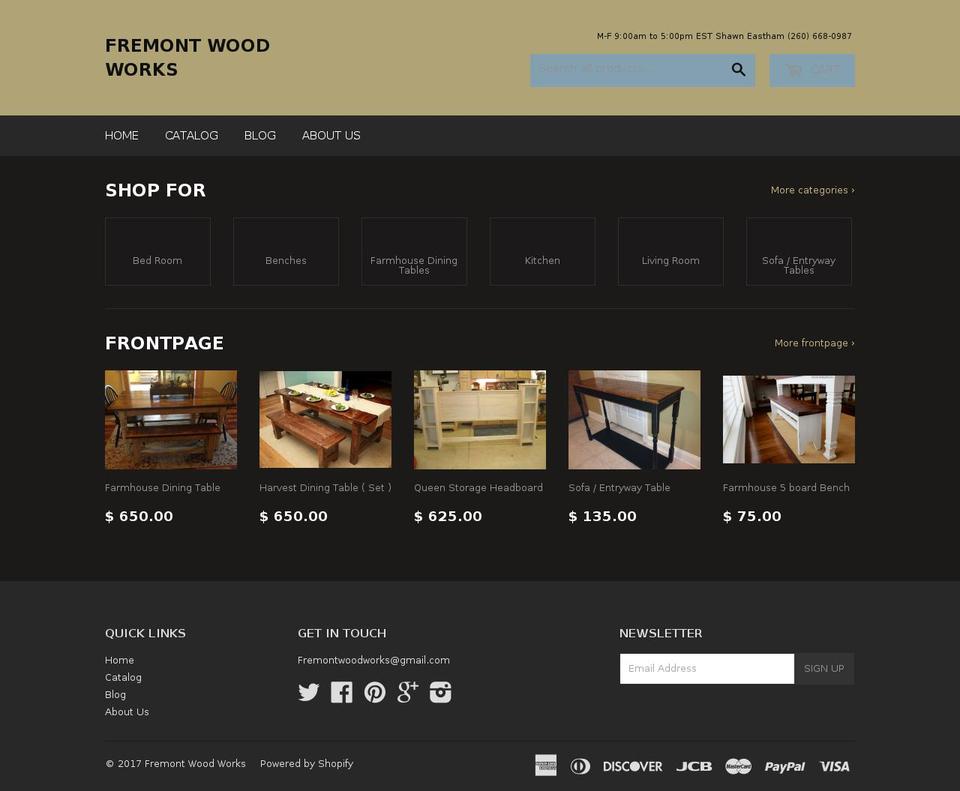 fremontwoodworks.com shopify website screenshot