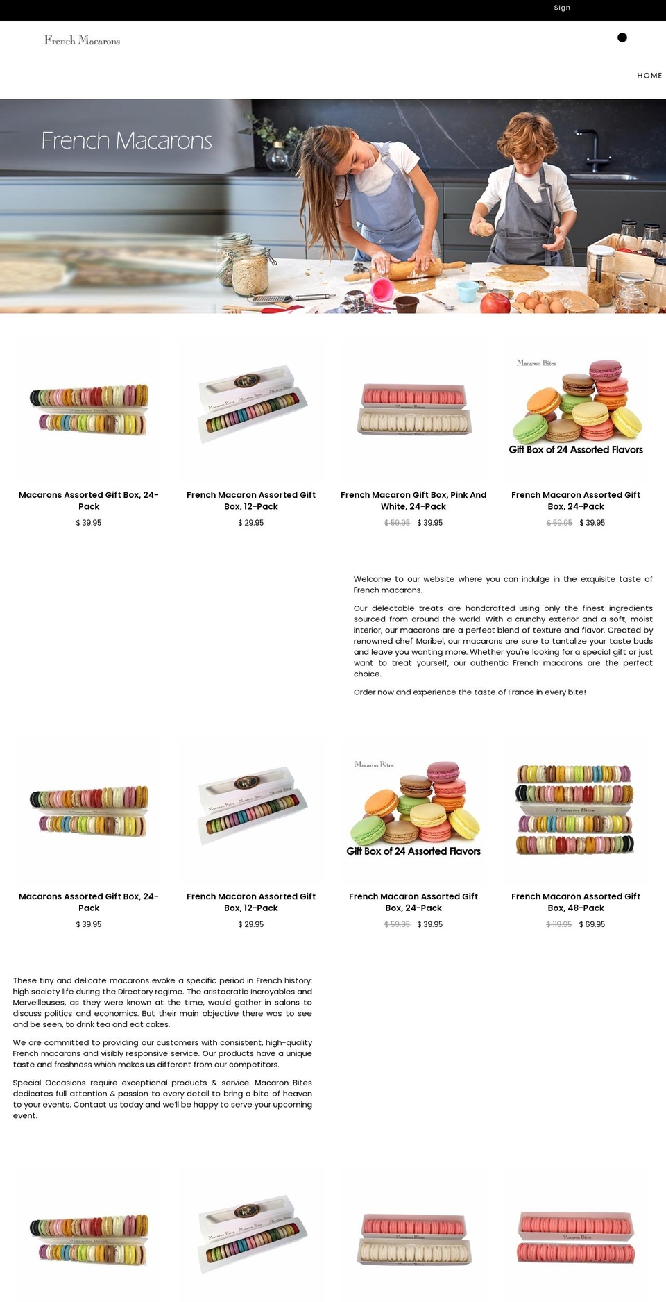 french-macarons.com shopify website screenshot