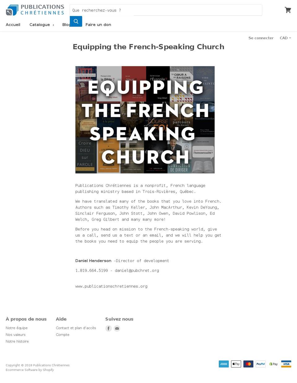 frenchchristianbooks.com — Shopify storefront screenshot