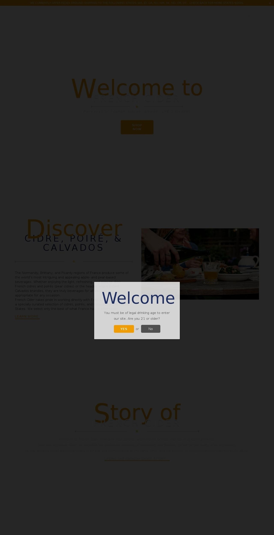 frenchcider.biz shopify website screenshot