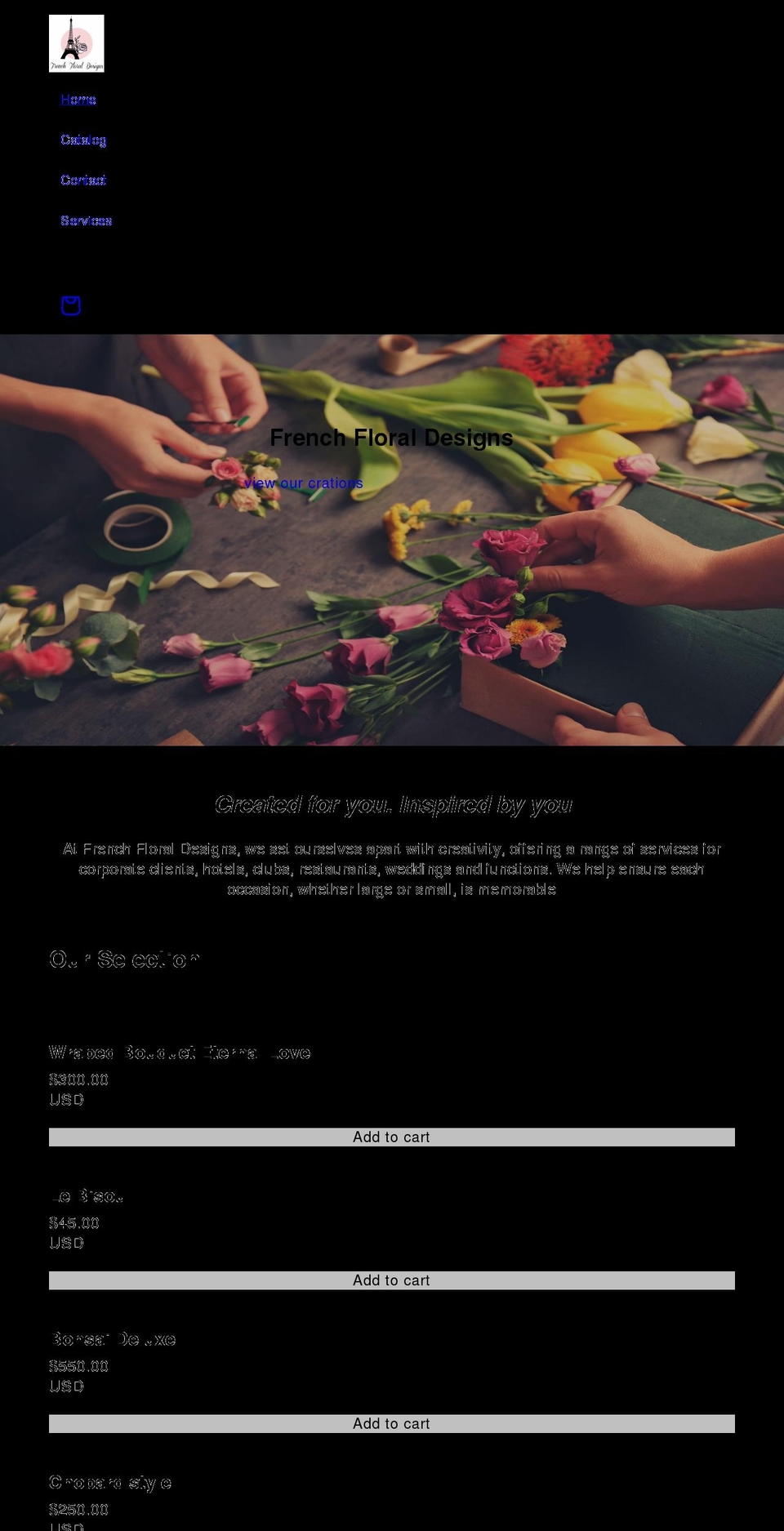 frenchfloraldesigns.com shopify website screenshot