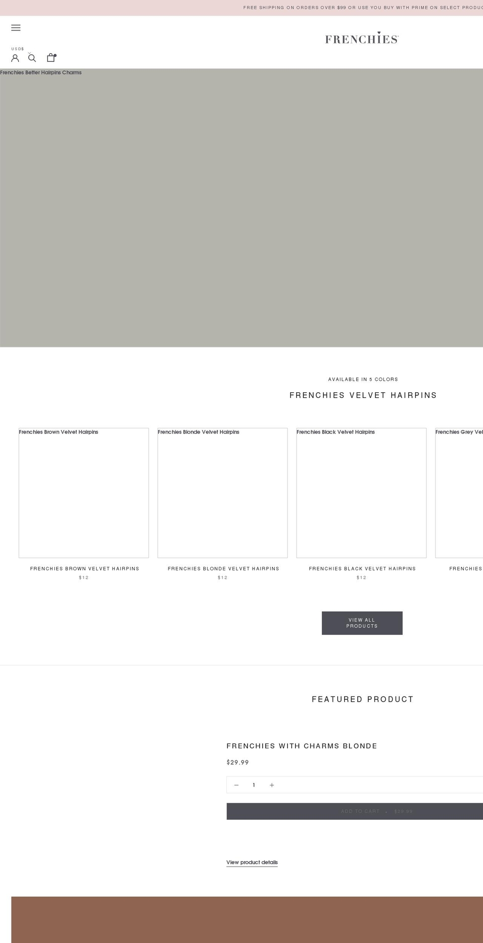 frenchieshairpins.com shopify website screenshot