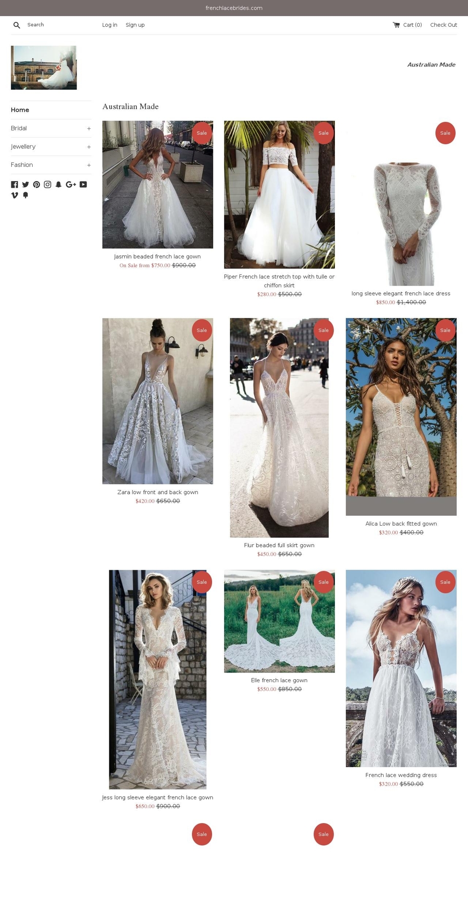 frenchlacebrides.com — Shopify storefront screenshot