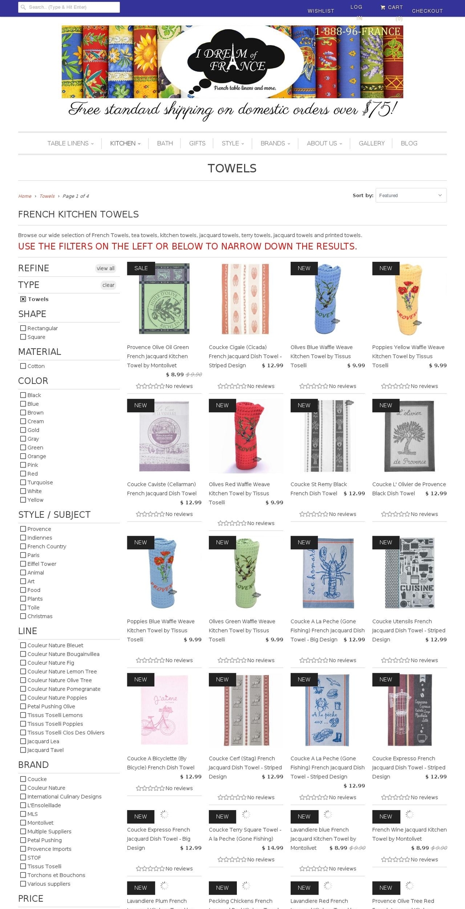frenchteatowel.com shopify website screenshot
