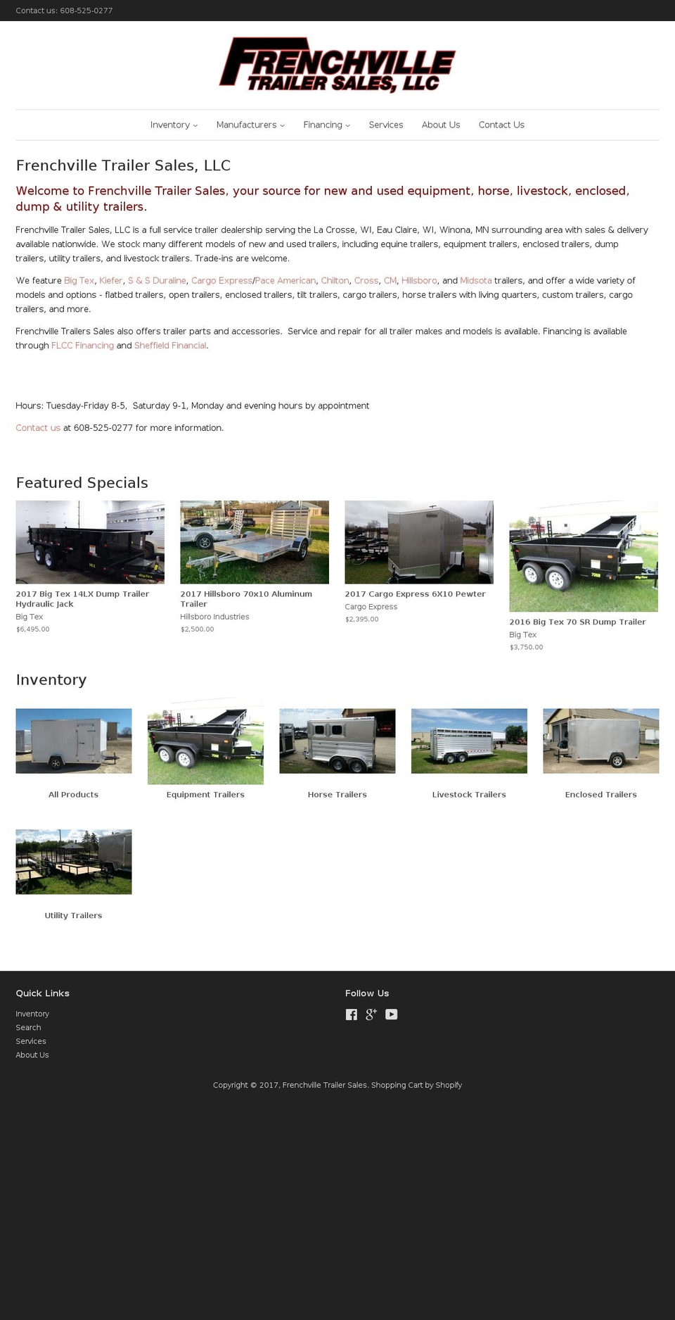 frenchvilletrailer.com shopify website screenshot