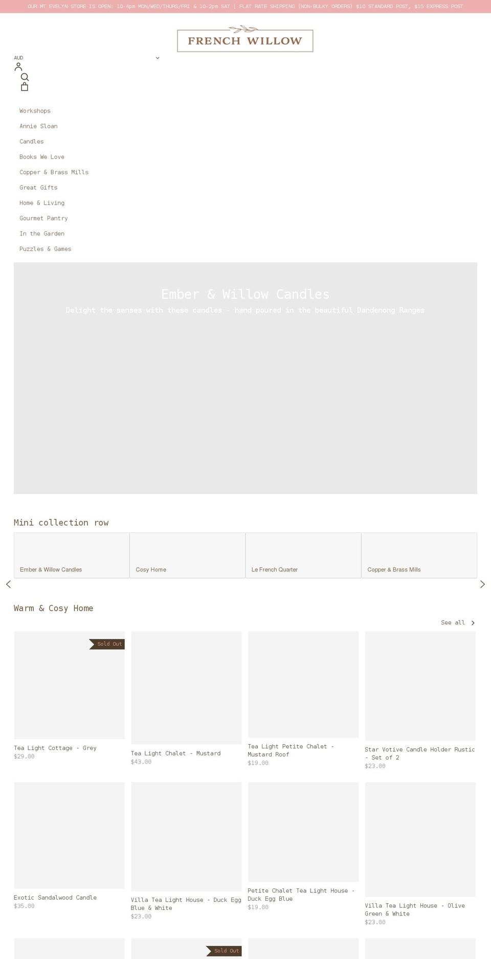 frenchwillow.com.au shopify website screenshot