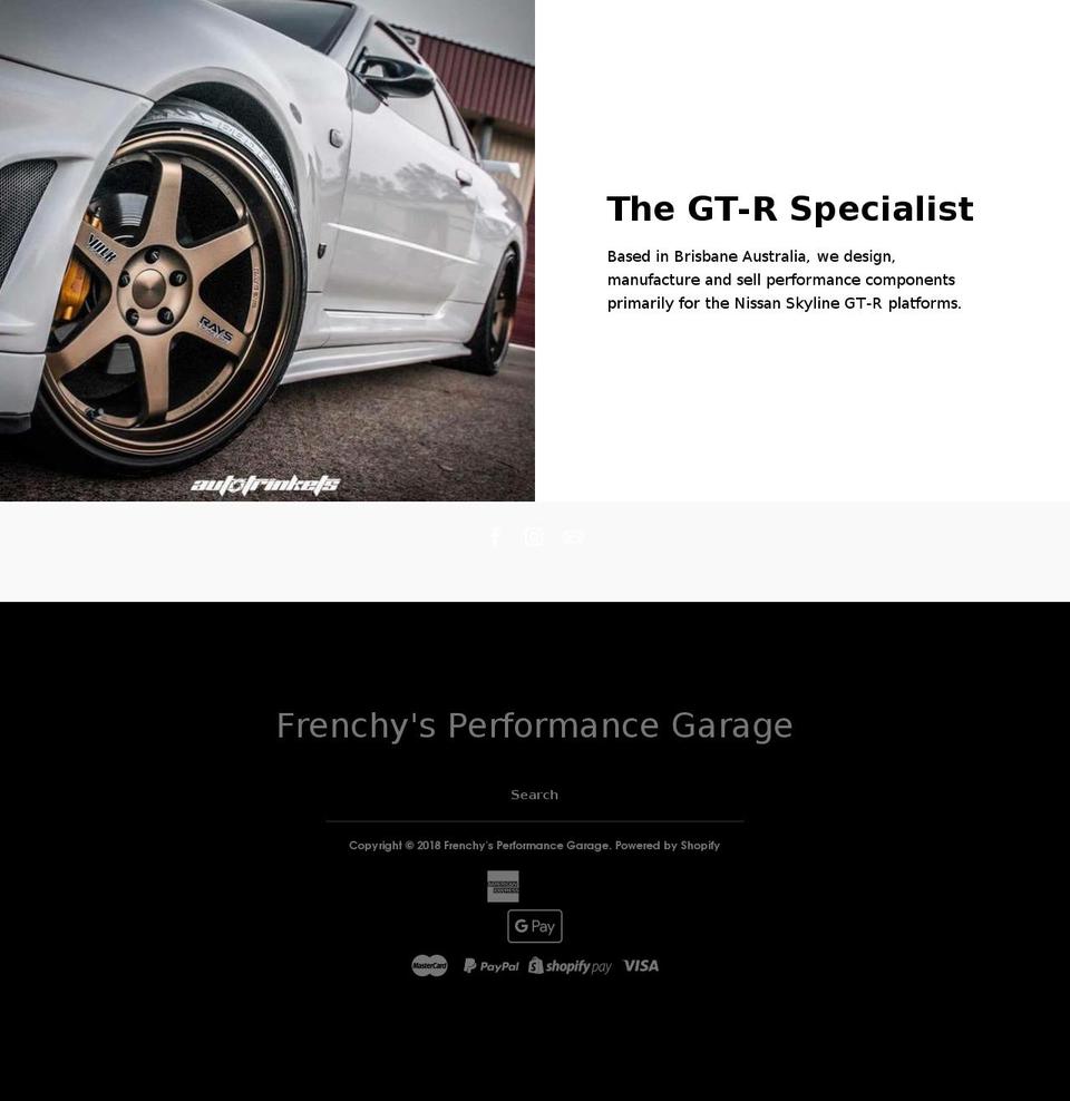 frenchysperformancegarage.com shopify website screenshot