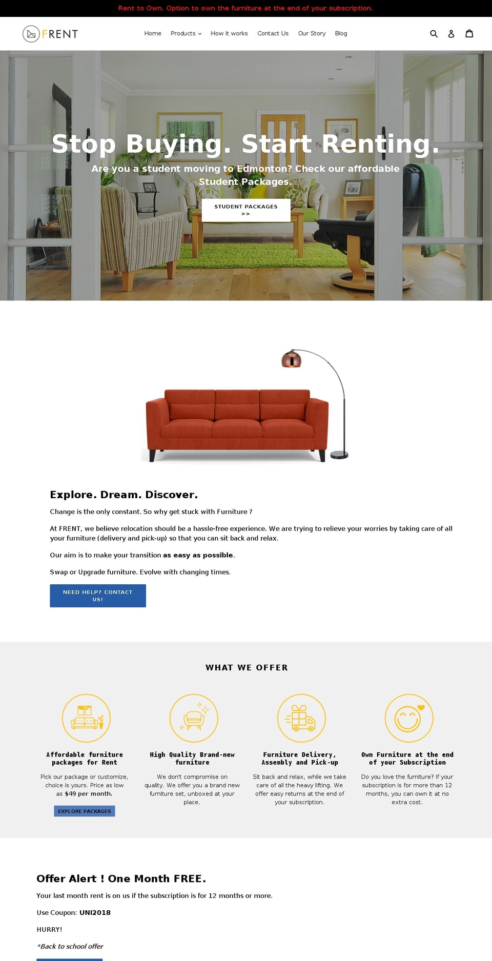 frent.net shopify website screenshot