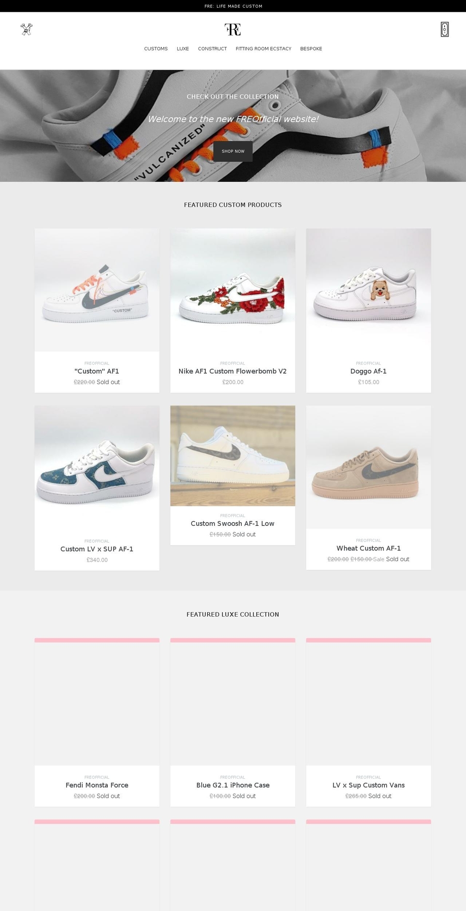 freofficial.com shopify website screenshot