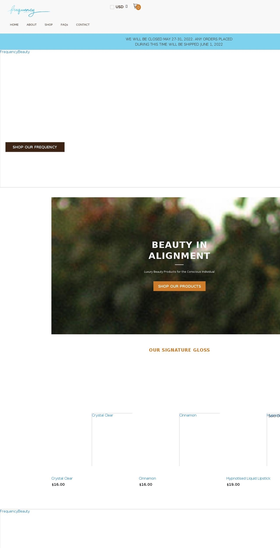 frequency-beauty.com shopify website screenshot