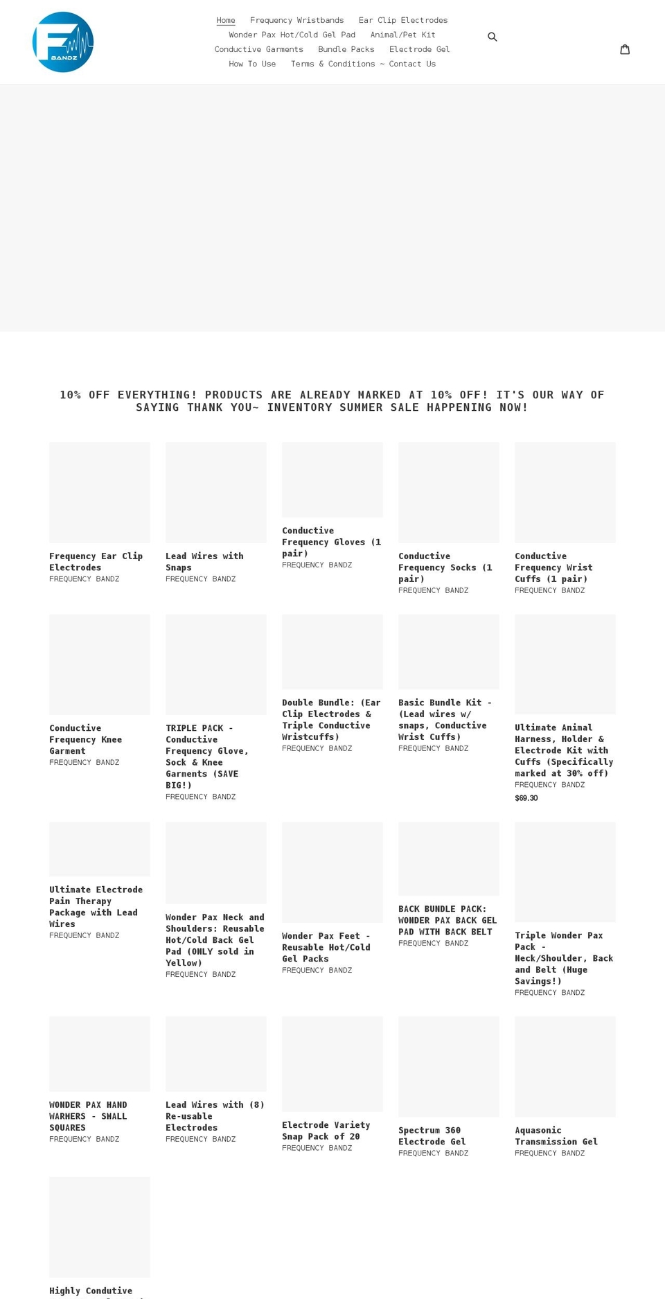 frequencybandz.com shopify website screenshot