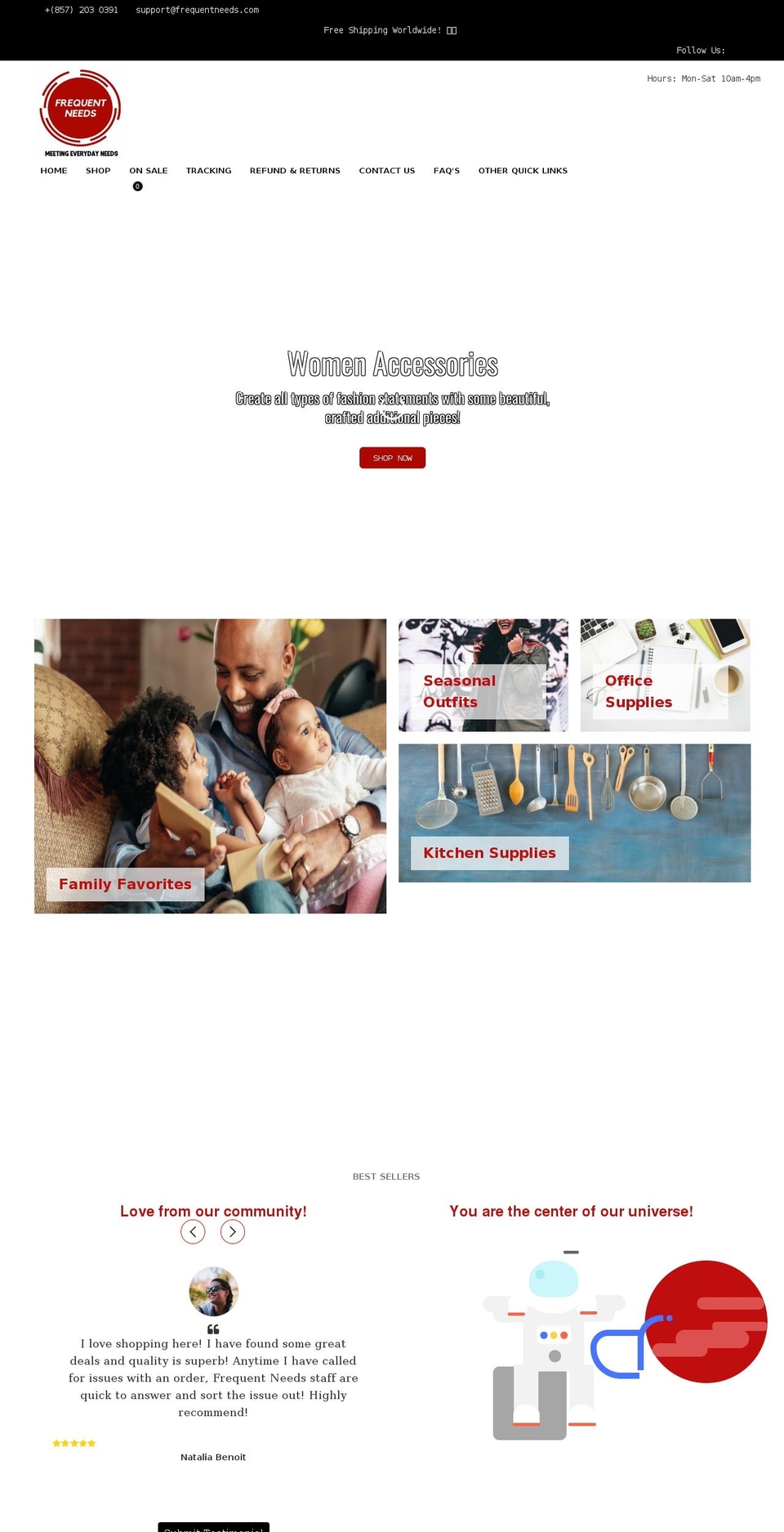 frequentneeds.com — Shopify storefront screenshot