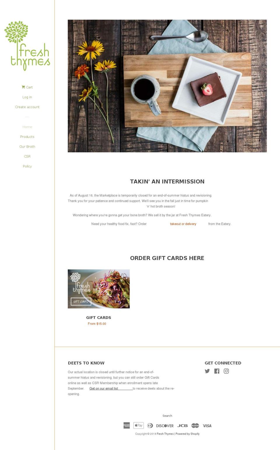 fresh-thymes.com shopify website screenshot