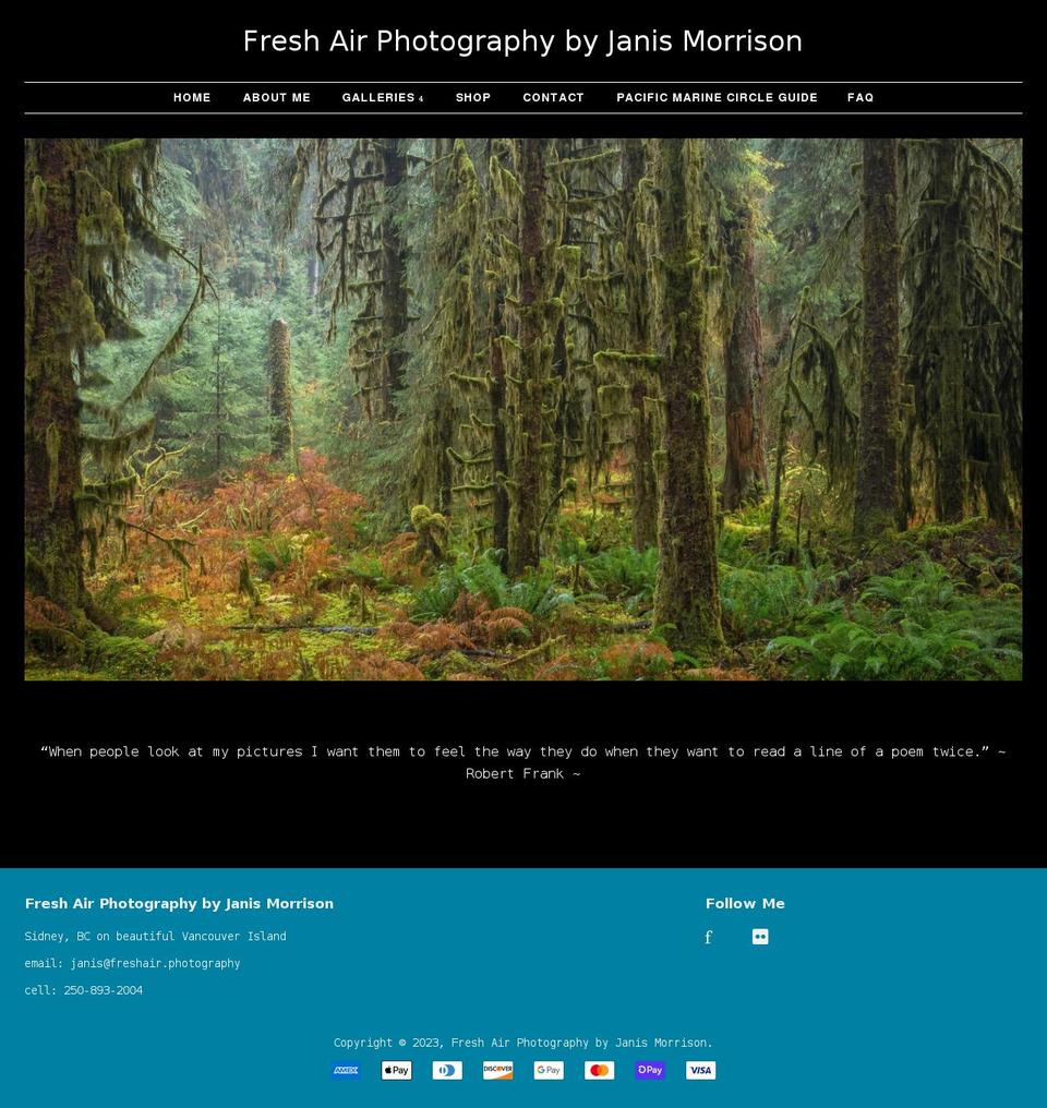 freshair.photography shopify website screenshot