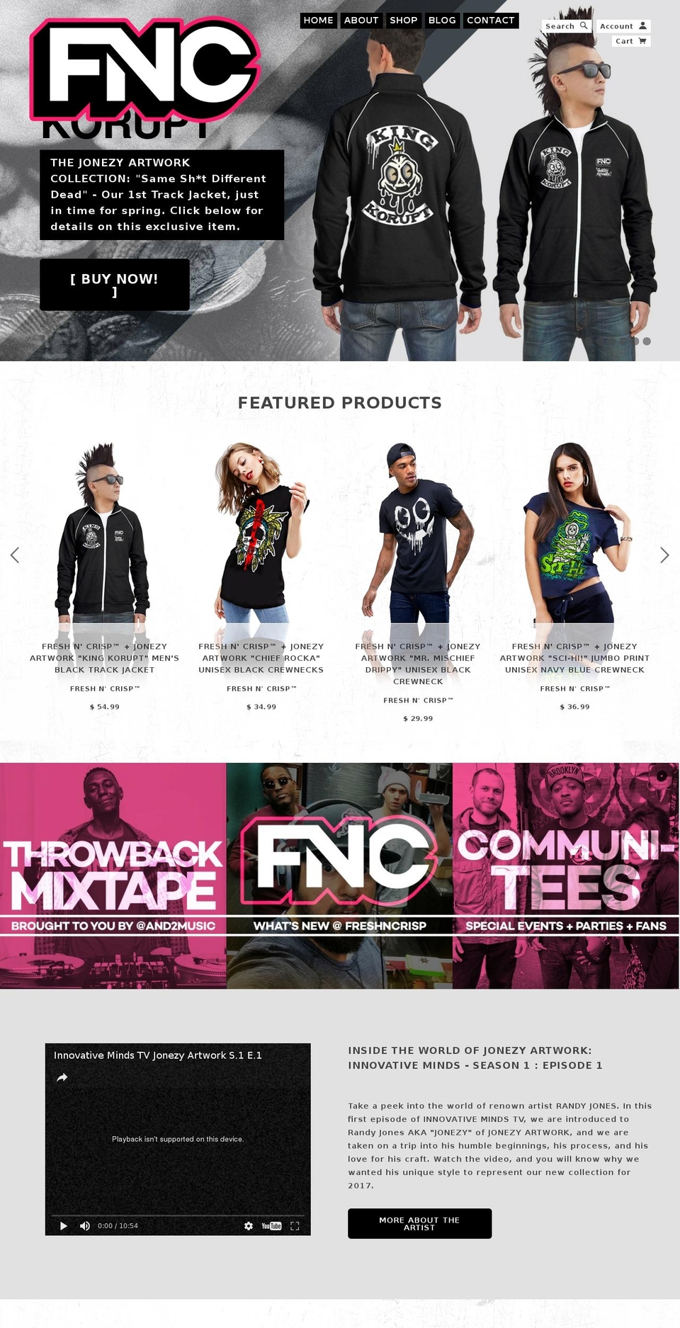 freshandcrisp.com shopify website screenshot