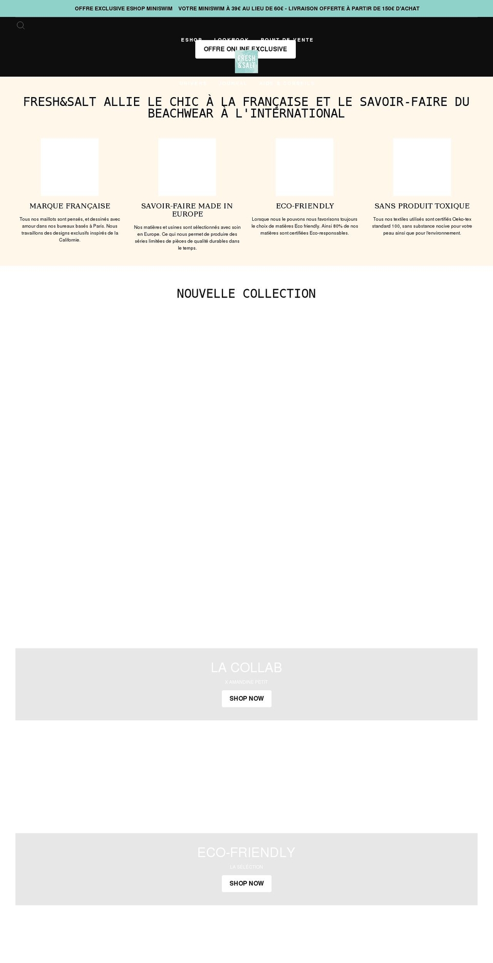 freshandsaltswimwear.com shopify website screenshot