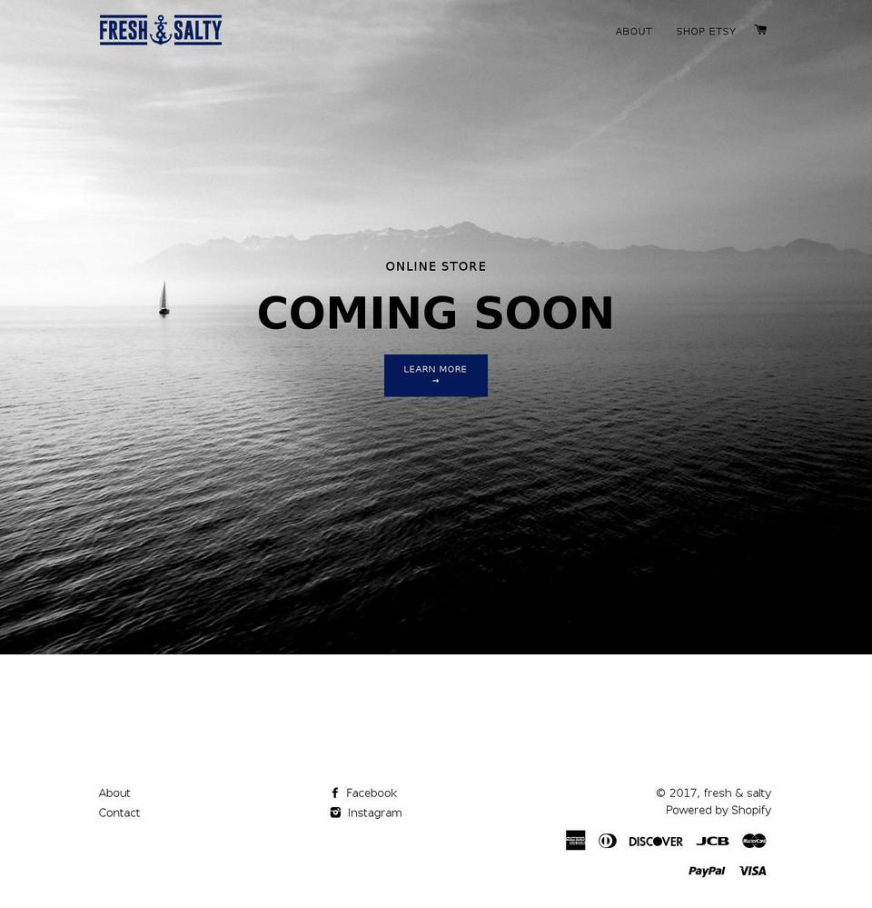 freshandsaltybrand.com shopify website screenshot