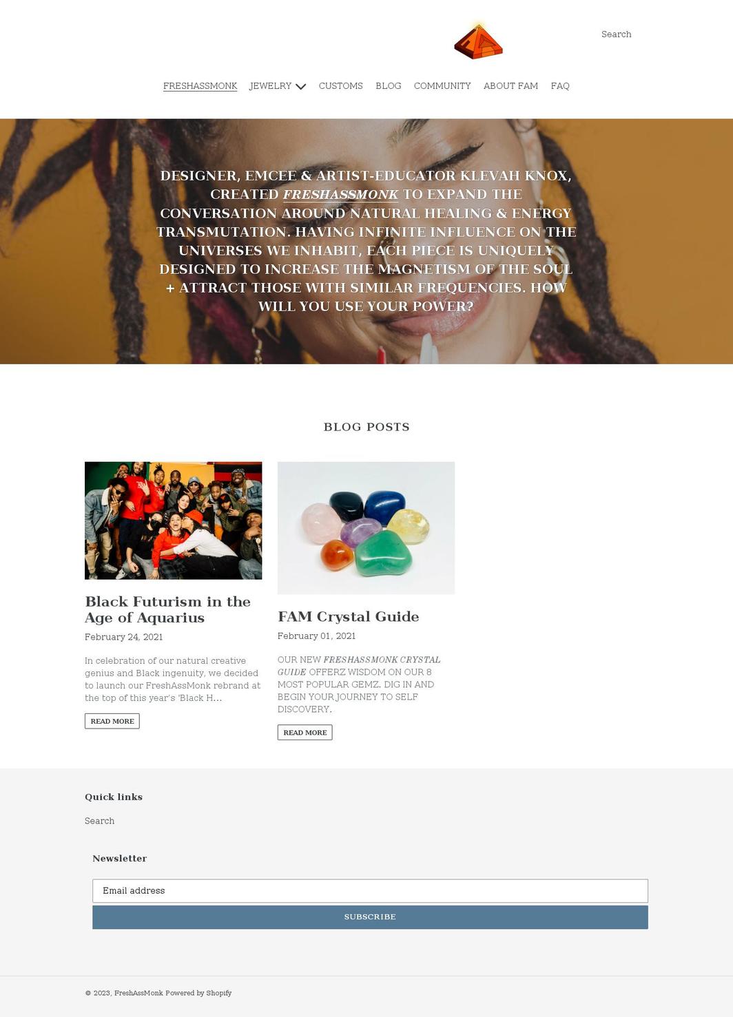 freshassmonk.com shopify website screenshot