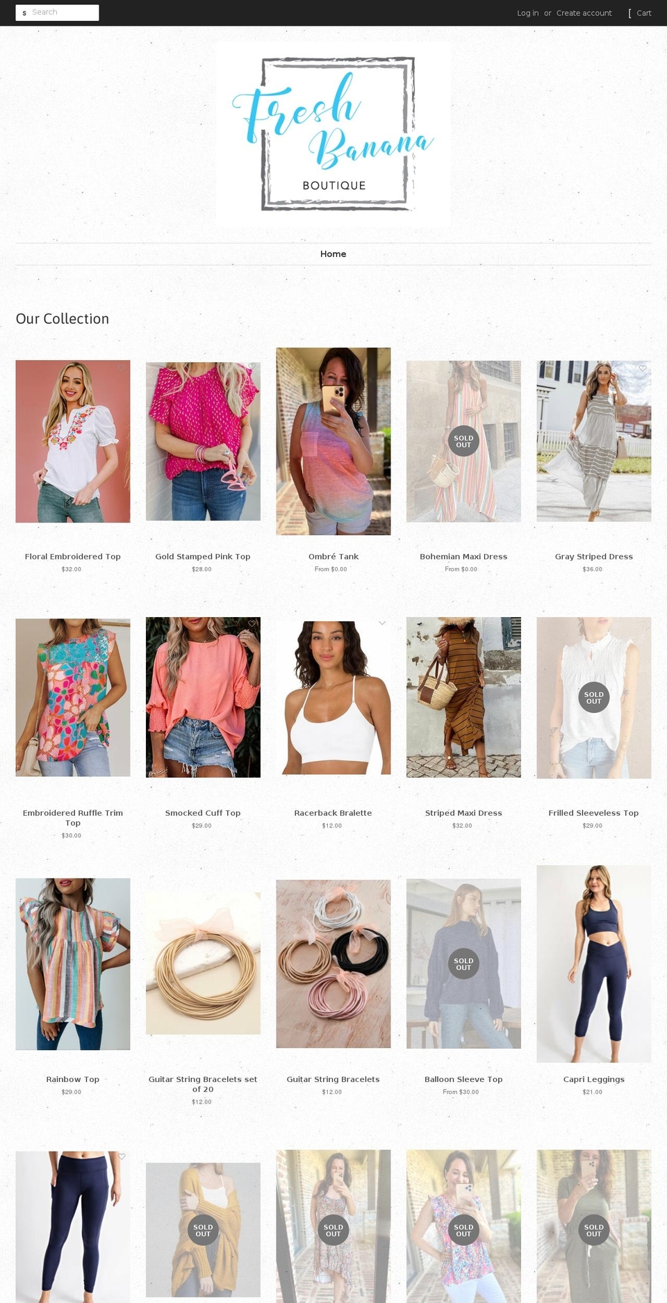 freshbananaboutique.com — Shopify storefront screenshot
