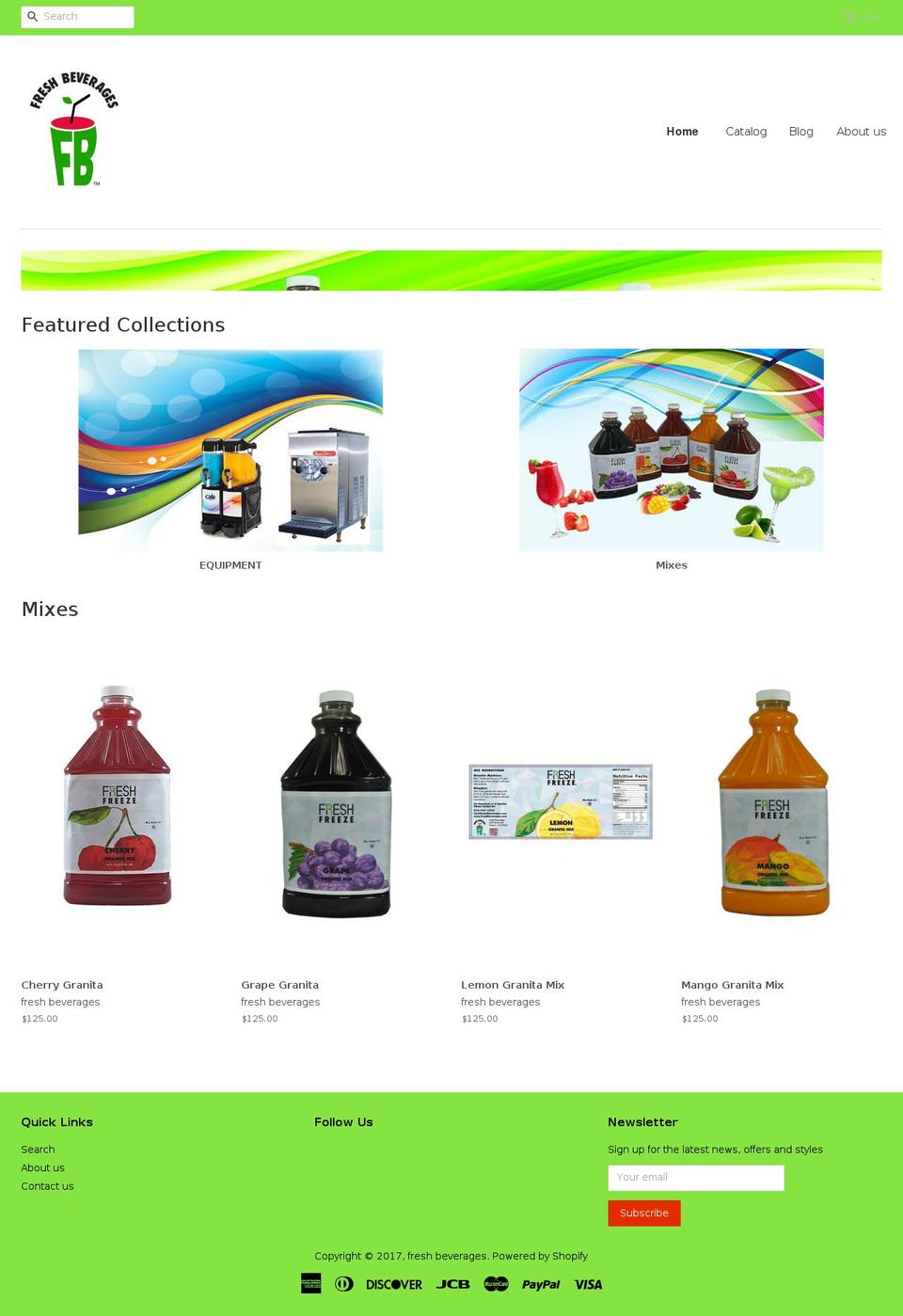 freshbeverages.com shopify website screenshot