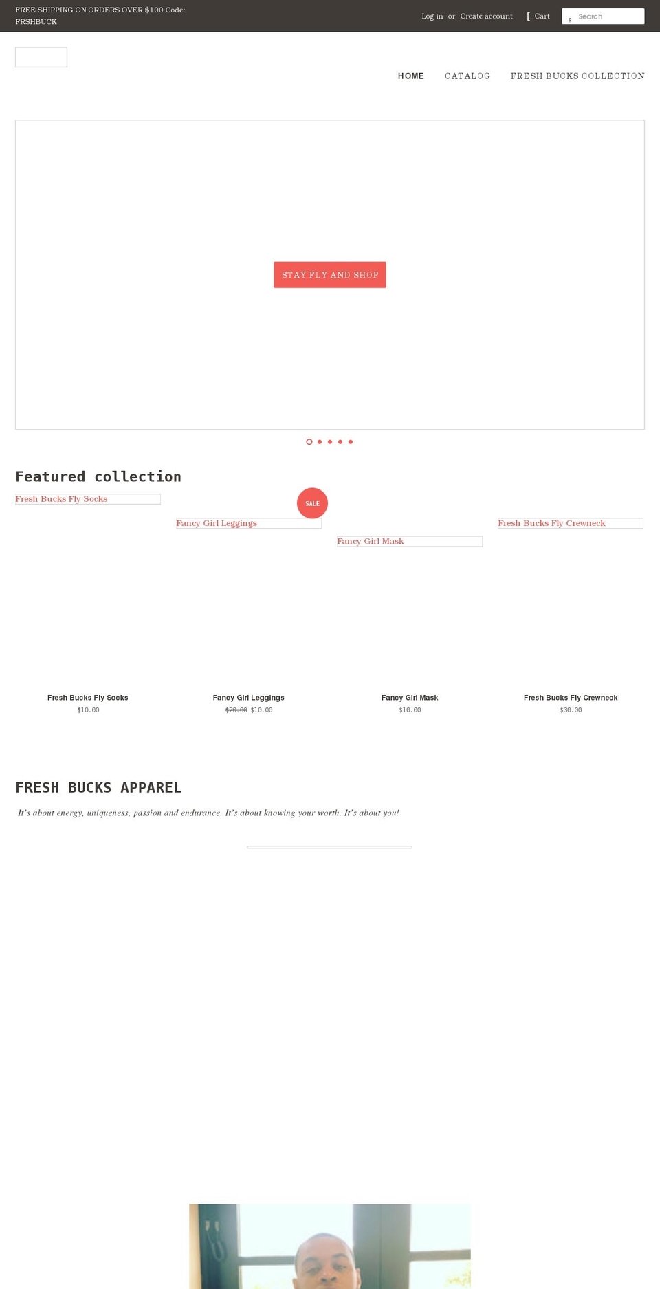 freshbucksapparel.com shopify website screenshot