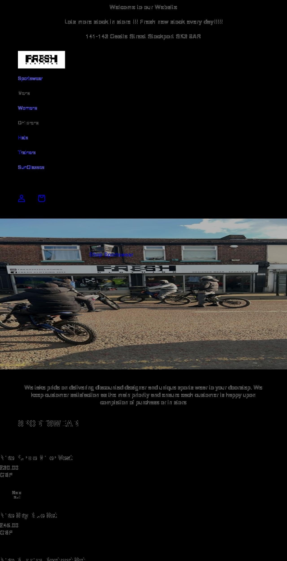 freshclothings.com shopify website screenshot