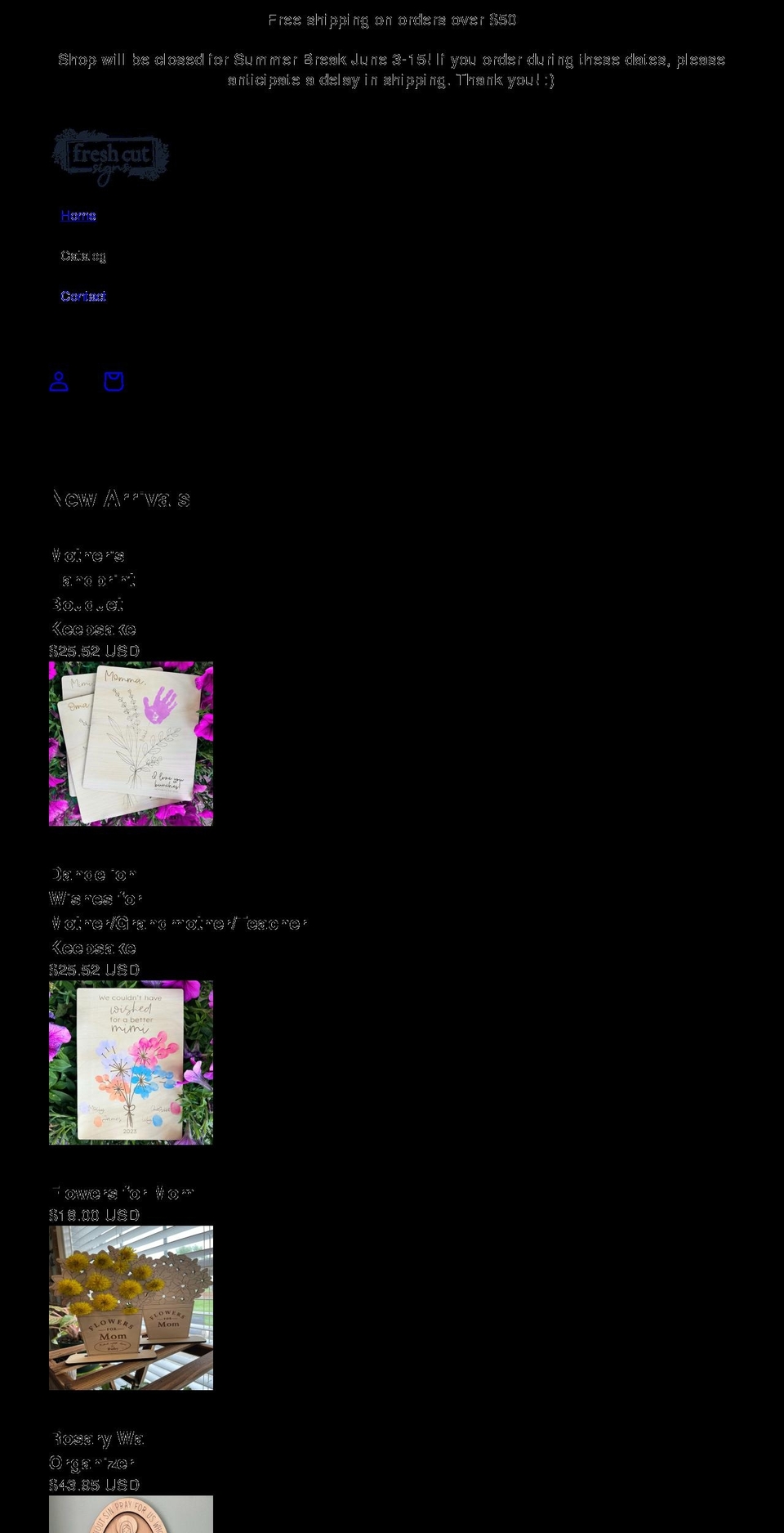 freshcutsigns.com shopify website screenshot
