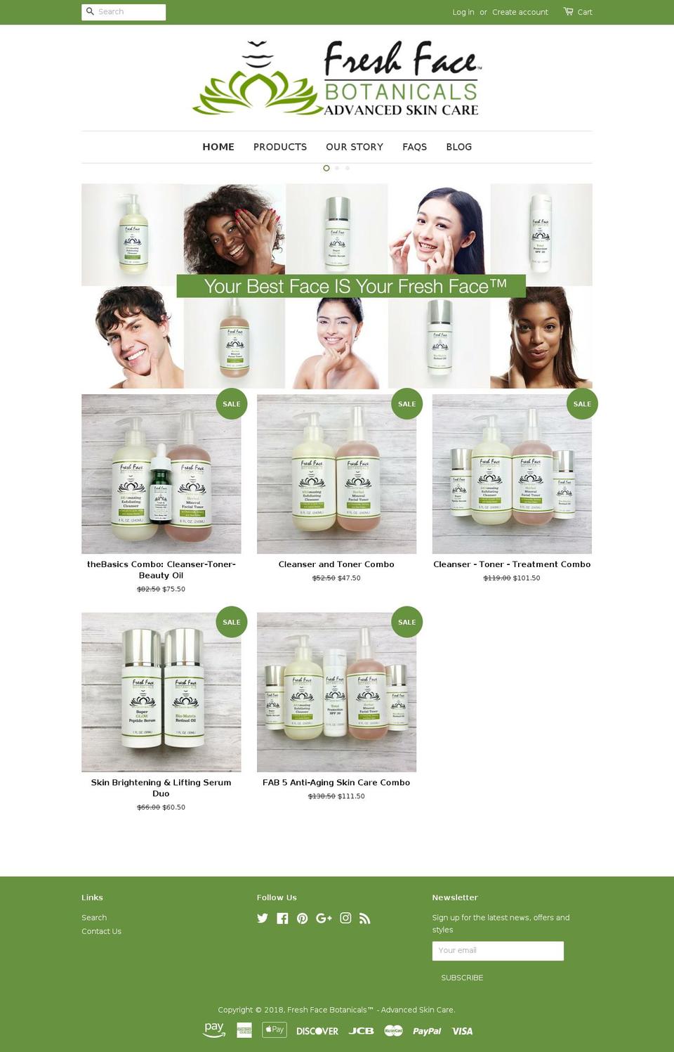 freshfacebotanicals.com — Shopify storefront screenshot