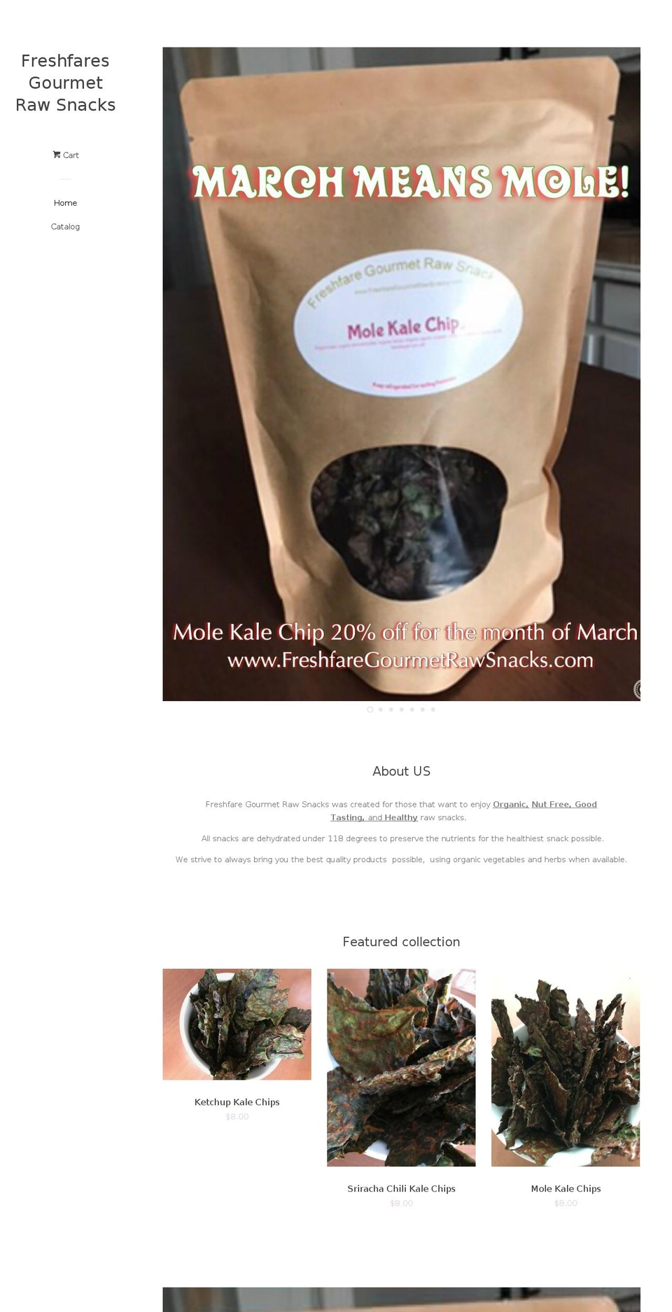 freshfaregourmetrawsnacks.com — Shopify storefront screenshot