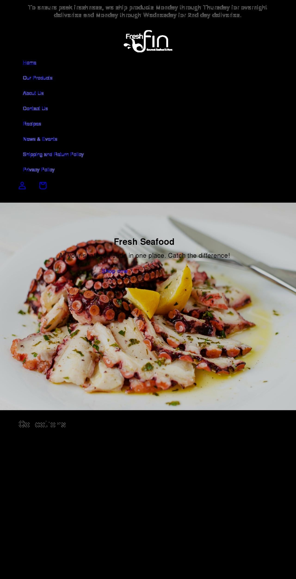 freshfingourmet.com shopify website screenshot