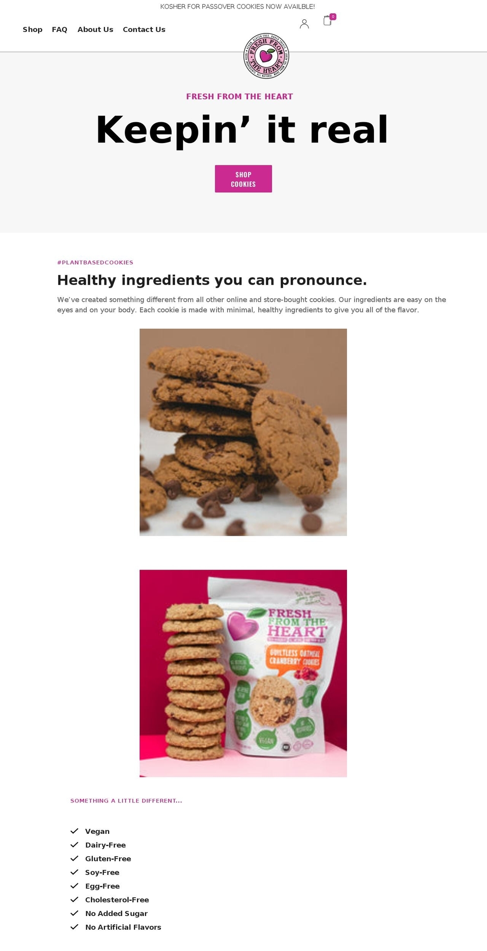 freshfromthehearts.com — Shopify storefront screenshot