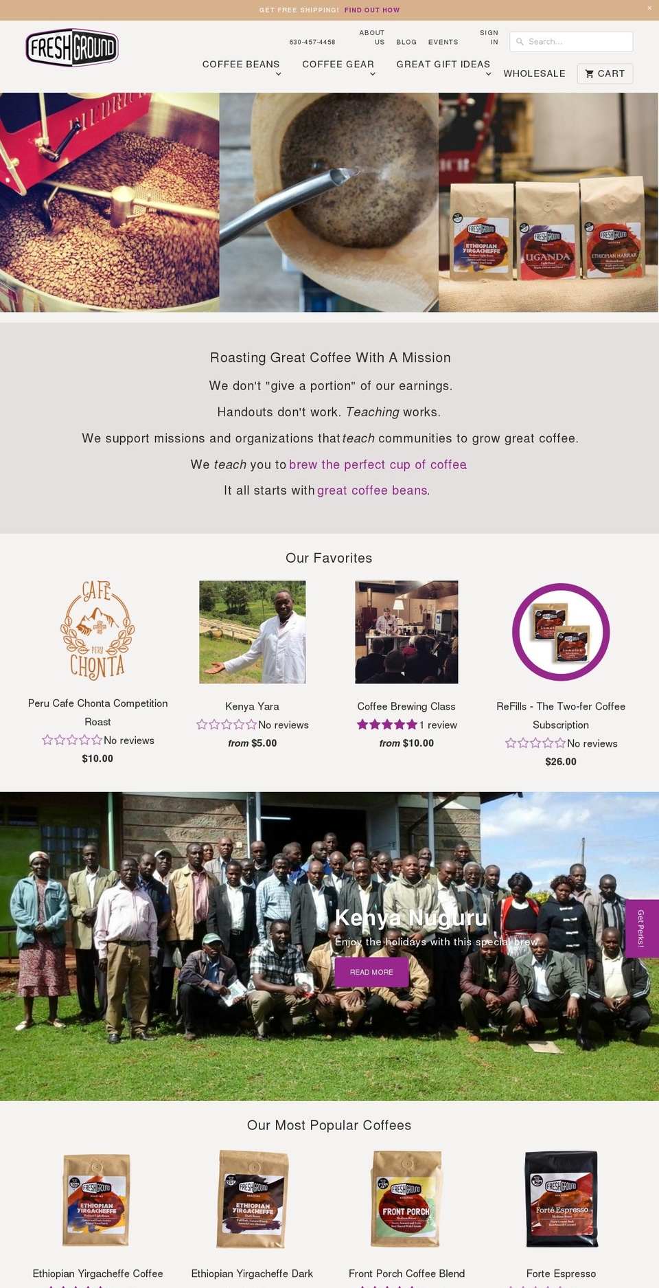 freshgroundroast.com shopify website screenshot