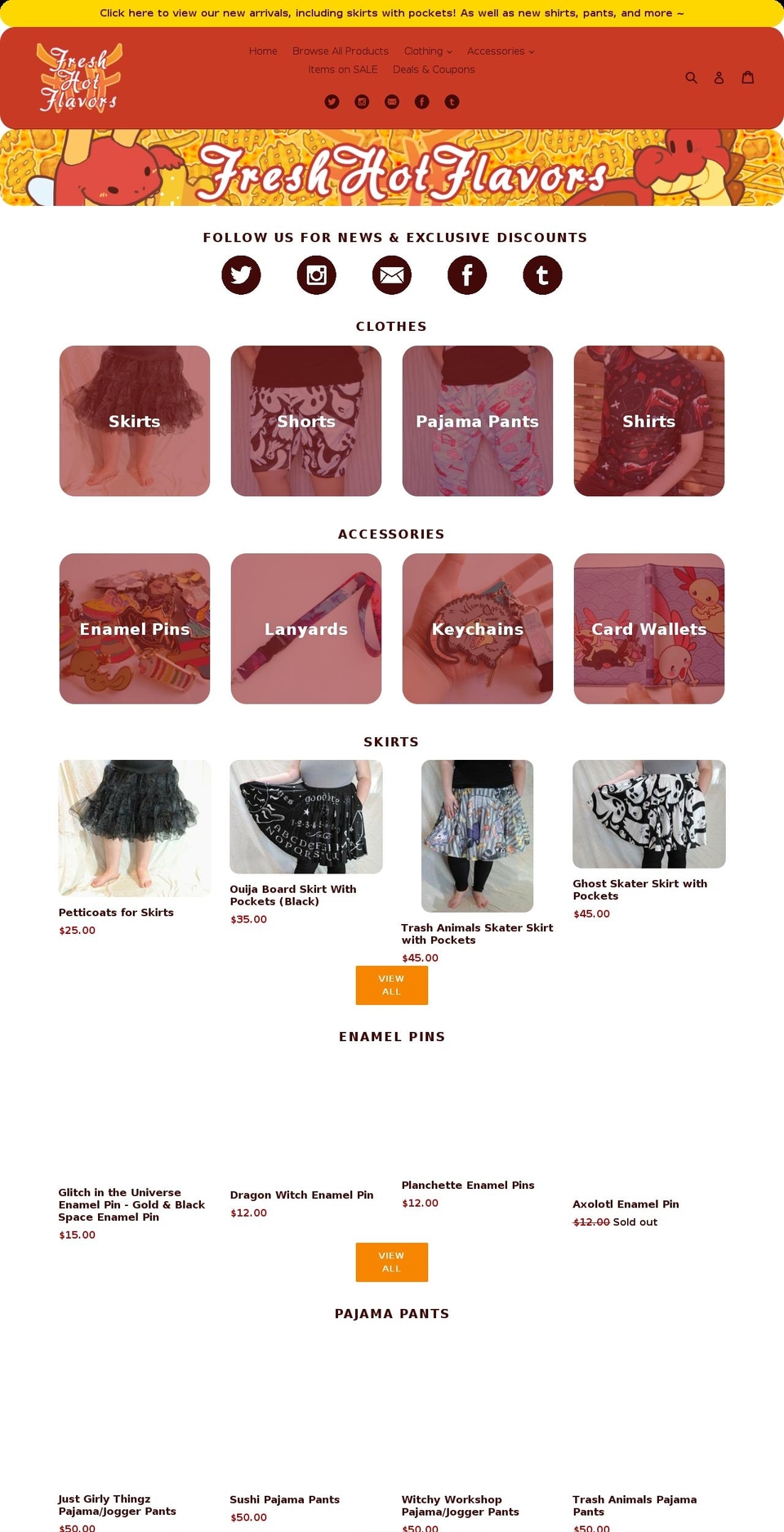 freshhotflavors.com shopify website screenshot
