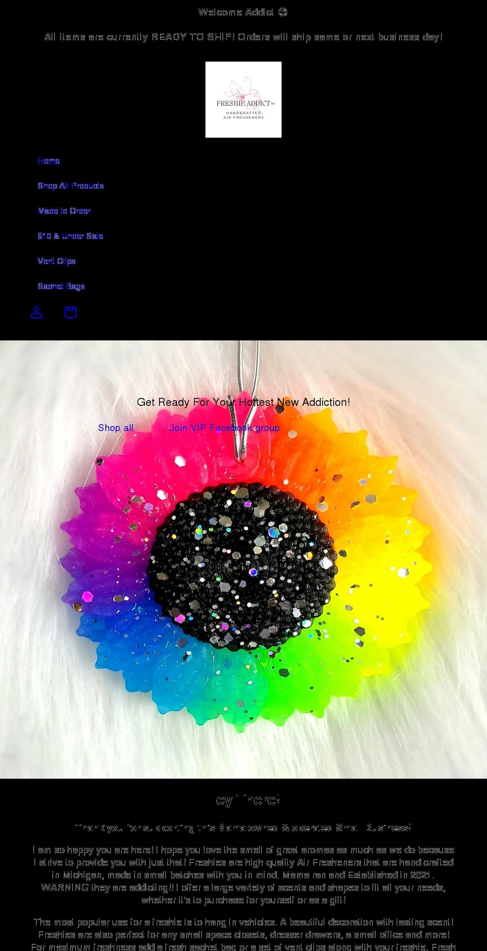 freshieaddict.com shopify website screenshot