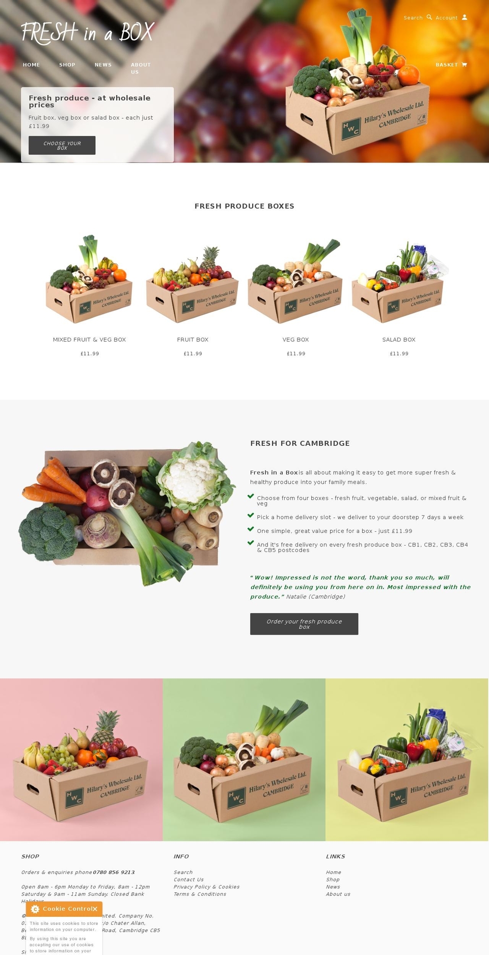 freshinabox.co.uk shopify website screenshot