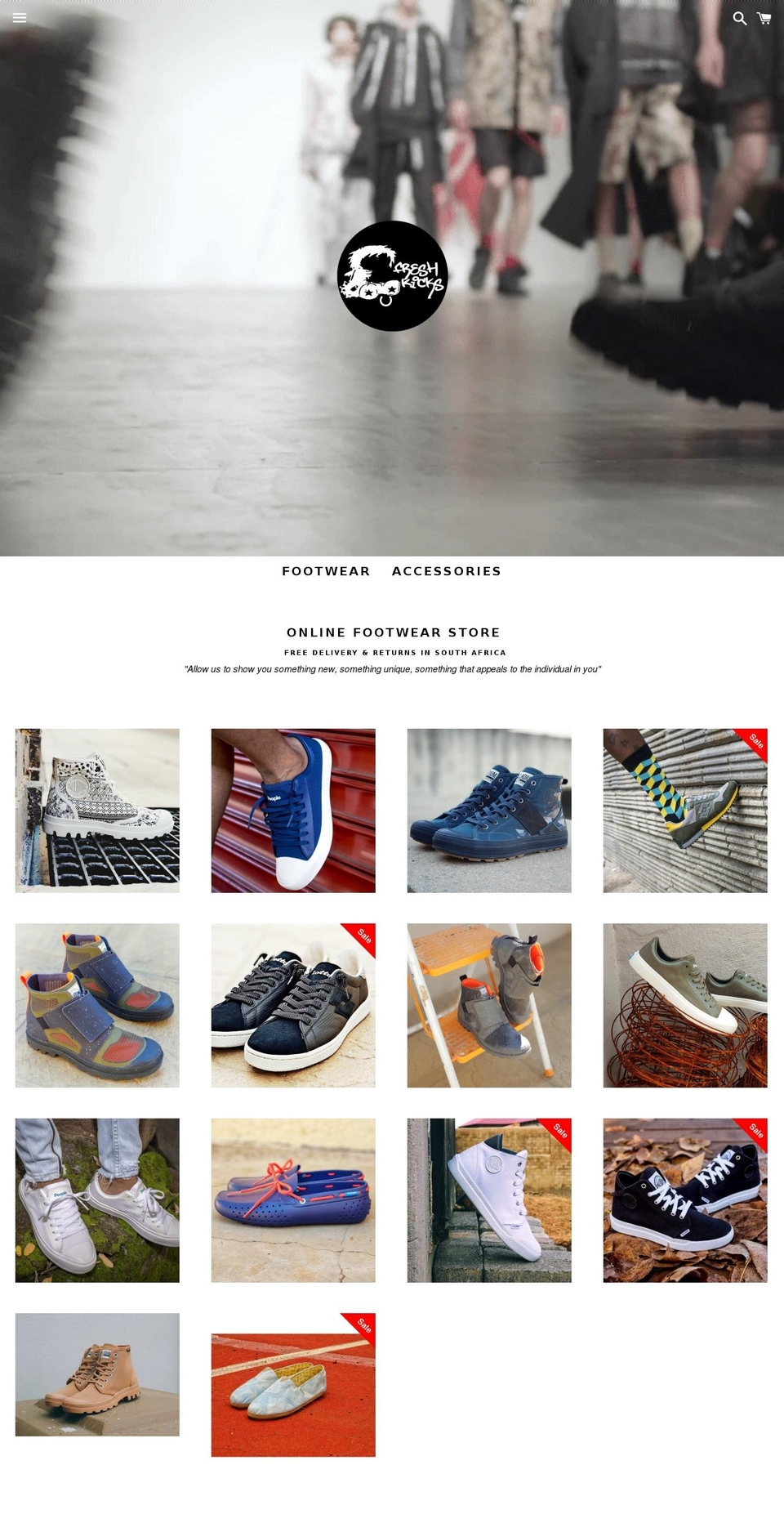 freshkicks.co.za shopify website screenshot