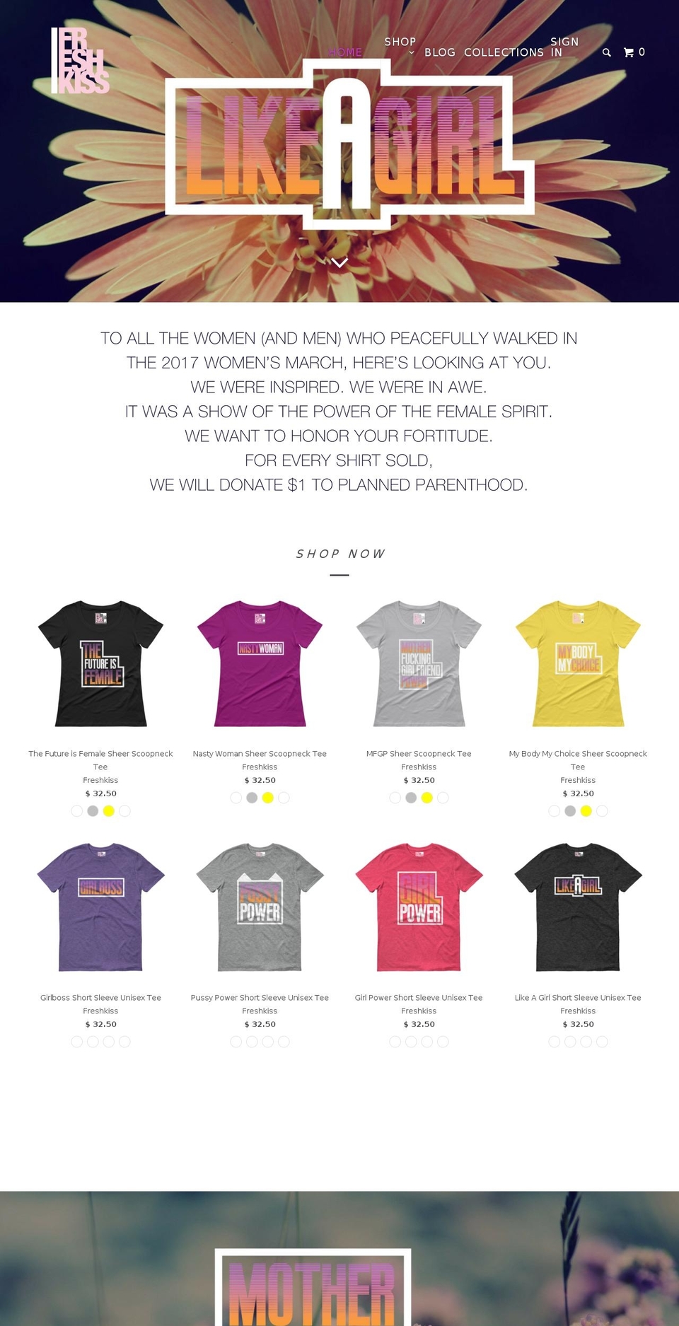 freshkisslovehard.com shopify website screenshot