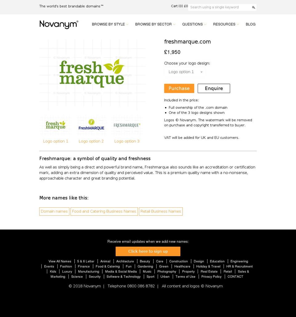 freshmarque.com — Shopify storefront screenshot