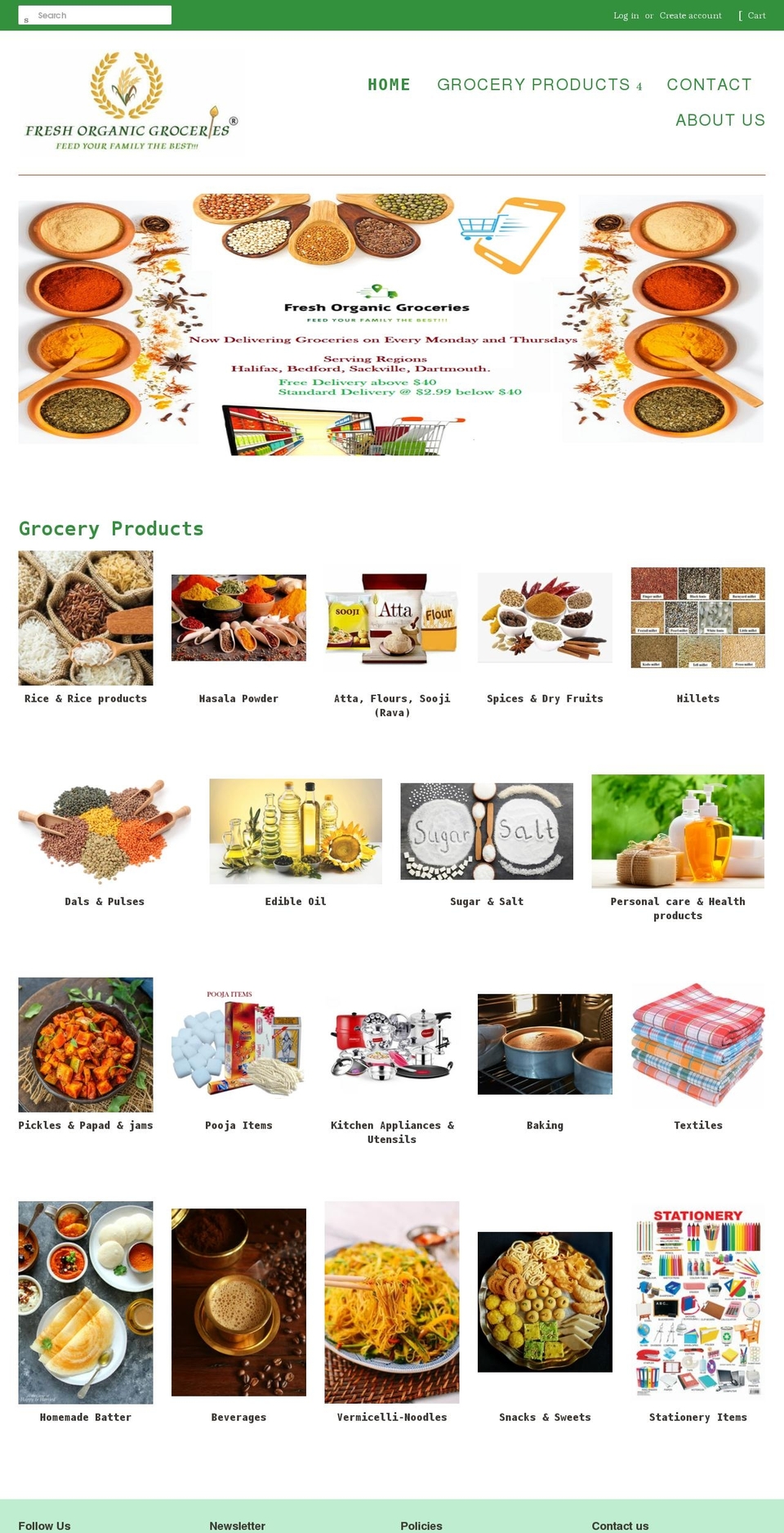 freshorganicgroceries.com shopify website screenshot