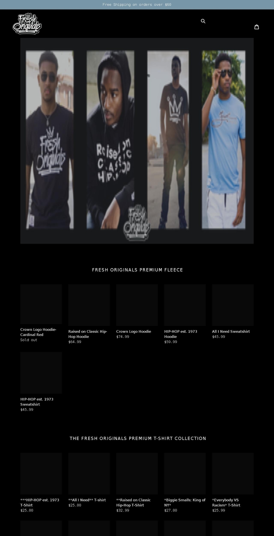freshoriginalsapparel.com shopify website screenshot