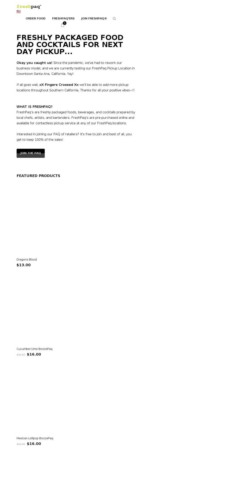 freshpaq.com shopify website screenshot