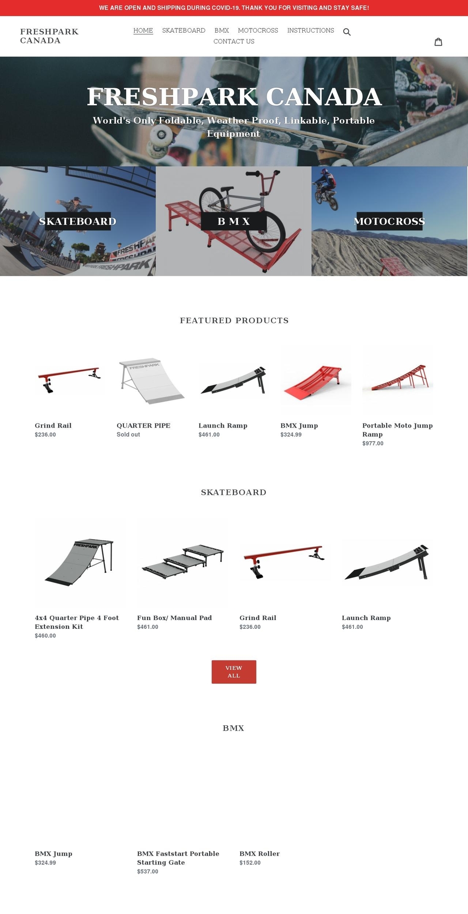 freshparkcanada.ca shopify website screenshot