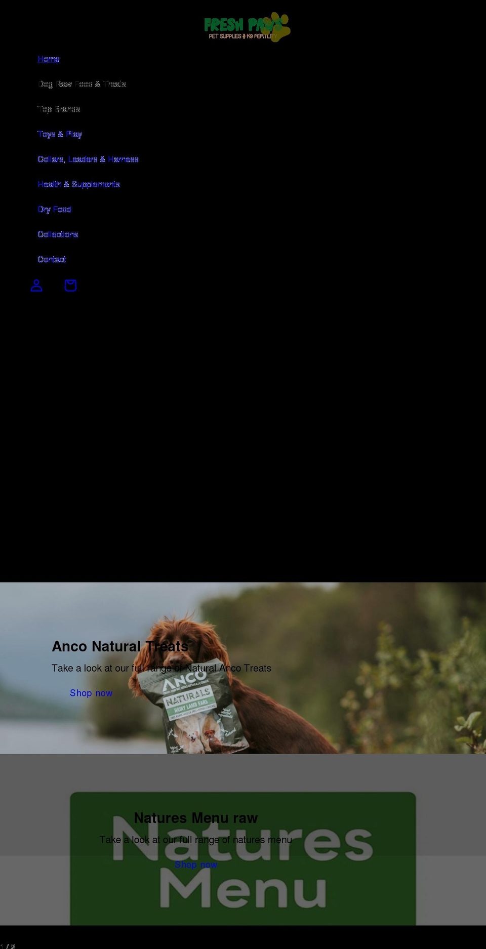 freshpawsonline.com shopify website screenshot